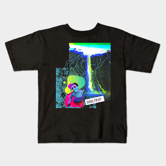 Soultrip Trip Techno Glitch Fun Vaporwave God Kids T-Shirt by Maggini Art